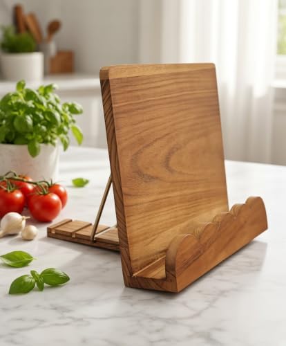 Cookbook Stand for Kitchen Counter, Solid Wood Recipe Book Holder by Unknown
