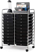 Giantex 20 Drawer Rolling Storage Cart Tools Scrapbook Paper Office School Organizer (25 x 15 x 35 Inch, Black) by Giantex