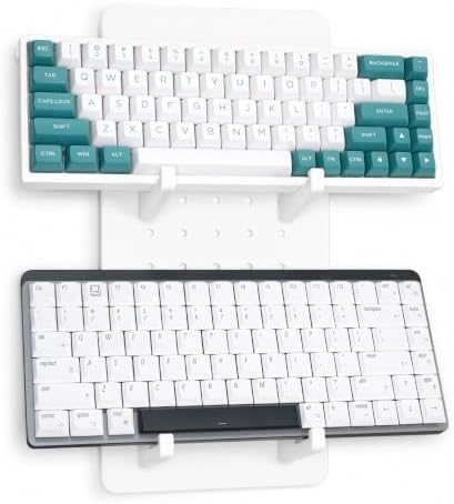 Dual Keyboard Wall Mount with Metal Pegboard, Holds 2 Keyboards | White by Unknown