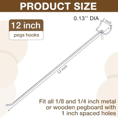 Funrous 100 Pack Hooks for Pegboard Stainless Steel Garage, 12 Inch - Image 2
