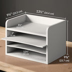 Ballucci File Organizer, 4-Tier Office Desk Organizer, Open Top Wood Paper Organizer for Classroom, Mail Sorter Paper Tray with Adjustable Storage Shelves, White - Image 4