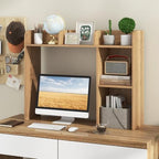 BECOMFORT Desk Hutch, Desk Organizer Shelf w/ 5 Storage Compartments, up to 27” Monitor, Wooden Display Rack, Desktop Bookshelf for Vanity Dressing Tabletop College Dorm Home & Office - Image 2