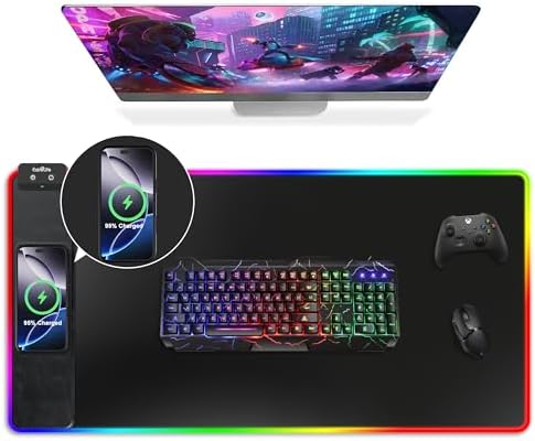 RGB Gaming Mouse Pad with Wireless Charging, Large Desk Mat, 31.5"x11.8" by ExtreLife
