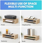 FITUEYES Wooden Monitor Stand Riser, 2-Tier Desk Storage Shelf, Oak - Image 5