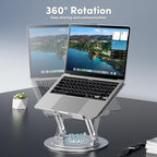 Lifelong 360° Rotating Adjustable Laptop Stand, Foldable Riser, Silver - Image 2