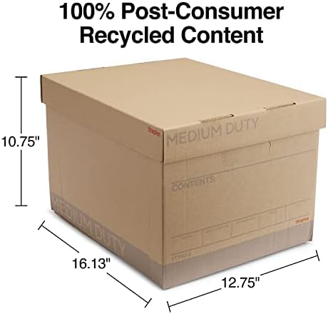 Staples Medium-Duty 100% Recycled Storage Boxes, Letter/Legal, 12-Pack - Image 6