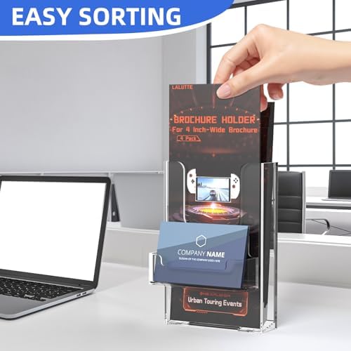 10 Pack 4 X 6 Inch Acrylic Brochure Holder Wall Mount, Pamphlet Holder Wall Mount, Clear Plastic Brochure Display Stand, Literature Flyer Holder Rack For Pamphlets, Mail , Magazines, Booklets Hold (With Business Card Holder) - Image 6