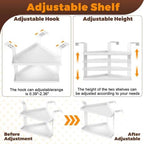 11in Office Cubicle Corner Shelf with Hooks Cubical Shelf Hanging White - Image 7