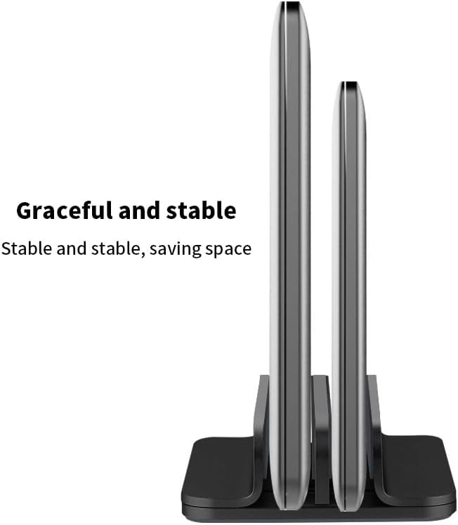 Aluminum Alloy Double Slot Storage Port Vertical Laptop Stand，laptop stand for desk，adjustable laptop stand，Applicable to all MacBook models - Image 5