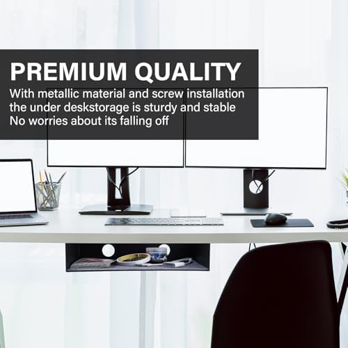Under Desk Storage Shelf, Steel Under Desk Tray Mountable Add-On Shelf for Table Office Desk, Large (Pack of 1) - Image 5