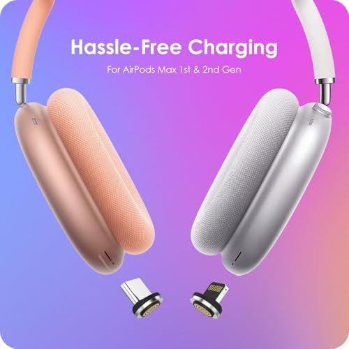 Headphone Charging Station for AirPods Max 1 & 2 - Magnetic Charger Dock with Lightning & USB-C Connectors, LED Indicator, Easy Drop-in Charging (Orange) - Image 2