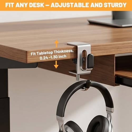 24PCS Adjustable Purse Hook, Heavy-Duty Metal Clamp Hook for Table and Desk, Tool-Free Under Desk Hanger Holds Up to 22lbs for Office Home Dorm Kitchen - Image 6