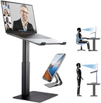 Laptop Stand for Desk, Ergonomic Sitting and Standing Laptop Riser for Notebook MacBook 11-17 Inches，DJ Laptop Stand Adjustable Height from 7-15 Inches Aluminum(Black) by DEEDRR