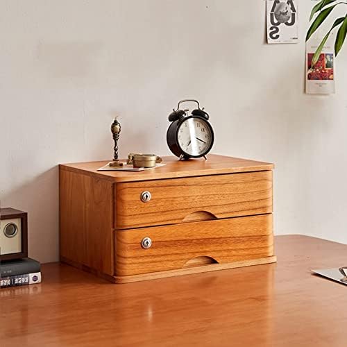 Desktop File Cabinet - Desktop Storage Box with Drawers - Solid Wood Storage Box - Desktop Organizer, with Drawer Wooden Artist Storage Supply Box, Multi Level Countertop,E-2 Drawer by Unknown