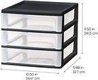 IRIS USA 2-Pack, 3-Drawer Medium Plastic Stacking Desktop Organizer, Black - Image 3