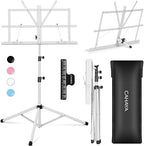 CAHAYA Sheet Music Stand Portable Folding Dual Use Desk Book Holder White by CAHAYA