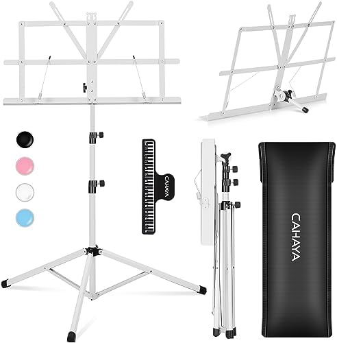 CAHAYA Sheet Music Stand Portable Folding Dual Use Desk Book Holder White by CAHAYA