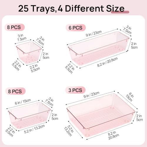 Vtopmart 25 Pack Plastic Drawer Organizers with Non-slip Rubber Pads - Image 2
