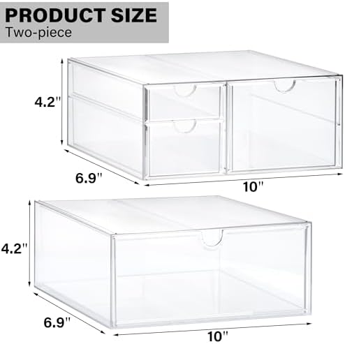 Prsildan Acrylic Drawer Makeup Organizer with 4 Drawers - Image 3