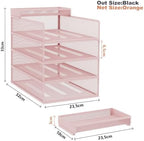 Natwind 4-Tier Stackable Metal Mesh Letter Paper Tray Organizer,Pink - Image 2