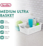 Sterilite Medium Ultra Basket, Open Top Plastic Storage Bin, White, 24-Pack - Image 3