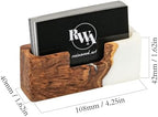 RWA Business Card Holder – Luxury Square Desk Organizer, Stylish Office Decor, Slim Card Holders - Wood & Epoxy Card Display Stand for Men and Women, Office Desk Accessories - SMART, white - Image 5