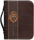 Brown Tiger Print Bible Cover Case PU Leather Crucifixion Book Cover Bible Carrying Case Large Scripture Bag Bible Bag Protector Pad for Christian by Glomenade