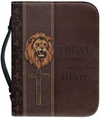 Brown Tiger Print Bible Cover Case PU Leather Crucifixion Book Cover Bible Carrying Case Large Scripture Bag Bible Bag Protector Pad for Christian by Glomenade