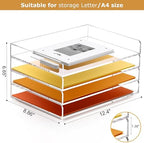 4-Tier Acrylic Stackable Letter Tray Paper Organizer Trays for Desk,Clear - Image 2