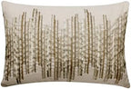 The HomeCentric Decorative Ivory 12"x24" (30x60 cm) Lumbar Pillow Cover, Silk Embroidery, Sequins Beaded Oblong Pillow, Striped Pattern Modern Style - Ivory Rules by TheHomeCentric