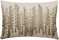 The HomeCentric Decorative Ivory Pack of 2, 12"x26" (30x65 cm) Lumbar Pillow Cover, Silk Embroidery, Sequins Beaded Oblong Pillow, Striped Pattern Modern Style - Ivory Rules by TheHomeCentric