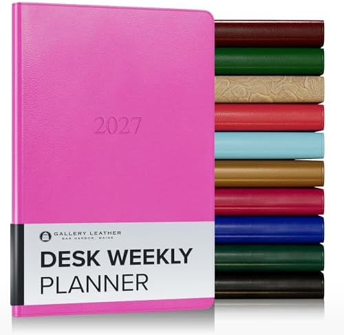 Gallery Leather Desk Weekly Planner 2026-2027 Caribbean Fuchsia by GalleryLeather