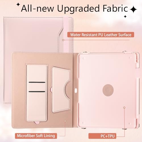 E NET-CASE Case for Kindle Scribe 10.2 inch(2024/2022 Release),Premium PU Leather with Card Slot and Pen Holder and Auto Sleep/Wake,Shoulder Strap Cover for 10.2" Kindle (Rose Gold) - Image 4
