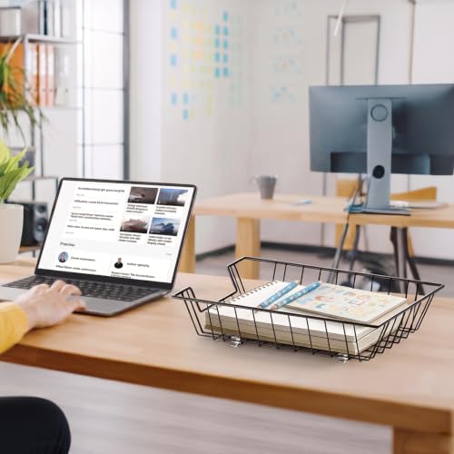 6-Pack Paper Tray Organizer for Desk, Wire Baskets and Letter Trays, Black - Image 2
