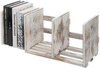 MyGift Rustic Expandable Whitewashed Wood Desktop Bookshelf/Adjustable Tabletop Book Holder Organizer Rack by MyGiftHome