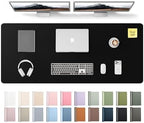 YSAGi Leather Desk Pad Protector, Office Desk Mat, Large Mouse Pad, Non-Slip PU Leather Desk Blotter, Laptop Desk Pad, Waterproof Desk Writing Pad for Office and Home (Black,55" x 17.2") by YSAGi