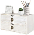 Wood Desk Organizer, White Wooden Desktop Organizer with Drawer, Tabletop Storage Organization Box for Countertop, Home Office Supplies, Bills (2 Drawer) by SEEKELEGANT