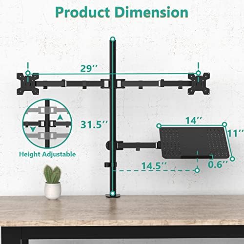 WALI Dual Monitor and Laptop Stand for 17" Notebook and 27" Screens - Image 5
