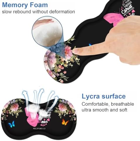 Ergonomic Keyboard Wrist Rest & Mouse Pad Wrist Rest Set, Butterfly Quote Bible Verse Philippians 4-13 Large XXL Gaming Desk Mat 31.5"x 11.8" with Non-Slip Base, Memory Foam for Home Office Study Game - Image 6