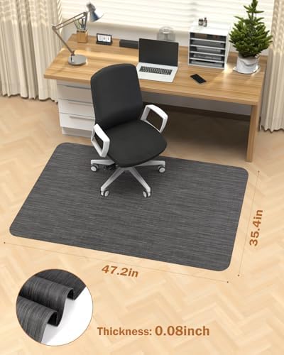 Blvornl Office Chair Mat for Hardwood Floor, 35.4"*47.2" Desk Computer Mat for Hard Wood, Large Anti-Slip Hard Floor Protector Rolling Chair Mat, PVC Desk Rug for Office Black - Image 2