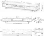 Bamboo Dual Monitor Stand, Natural Desk Shelf with 2 Drawers - Image 6