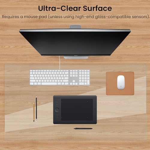 Tempered Glass Desk Pad with Beveled Edge, 32" x 20" Clear Office Desk Pad for Keyboard and Computer Monitor, Glass Desk Mat for Desktop Dry Erase - Image 7