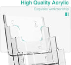 Brochure Holder 6x9 Inch 4 Tier Acrylic Literature Holders Clear Plastic Flyer Display Stand Countertop Use or Wall Mount Pamphlet Holder Organizer for Office, Lobby, Hotel, Trade Show, 2 Pack - Image 2