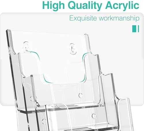 Brochure Holder 6x9 Inch 4 Tier Acrylic Literature Holders Clear Plastic Flyer Display Stand Countertop Use or Wall Mount Pamphlet Holder Organizer for Office, Lobby, Hotel, Trade Show, 2 Pack - Image 2