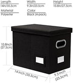PRANDOM File Organizer Box - Set of 4 Collapsible Decorative Linen Filing Storage Hanging File Folders with Lids Office Cabinet Letter Size Black (14x9.3x10.8 inch) - Image 7