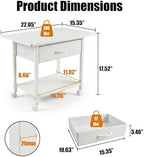 22" x 15" Under Desk Rolling Printer Stand, 2-Tier Industrial Mobile Printer Table with Strong Fabric Drawer, Storage Shelf, Steel Frame and Lockable Wheels, Printer Cart for Home Office (White) - Image 2