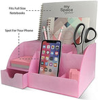 My Space Organizers Pink Desk Organizer Office, Acrylic, with Drawer, 9 Compartments, Supplies and Cool Desk Accessories Organizer, Desktop Pen Holder (Pink) - Image 3