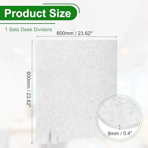 PATIKIL Desk Dividers 24" x 24", 1 Pack Desk Privacy Panel Freestanding Noise Reducing Partition Acoustic Panel with 4Pcs Support Feet for Testing Office Home Library, Light Gray Style C - Image 2