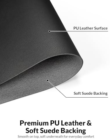 Leather Desk Mat 63" x 17", Black Large Desk Pad Protector - Image 2