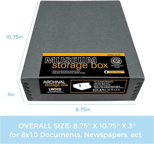 Lineco Drop Front Archival Storage Box, 8.75x10.75x3 in, Gray, 2 Pack - Image 2